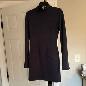 Classic Black Long-Sleeve Mock Neck Dress